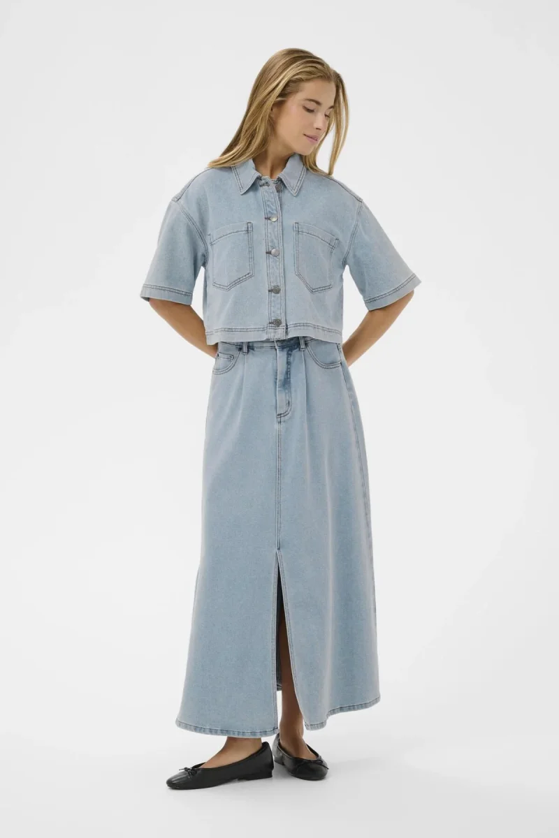 KAminna Denim Shirt - Light Blue Washed Denim - Image 6