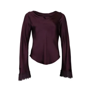 Satin Drape Top  Burgundy
