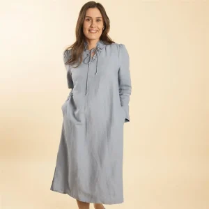 SARI Linen Dress - Faded Denim