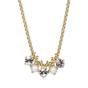 PHILA Necklace - SG/Crystal, White Pearl