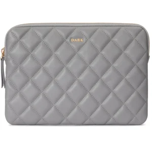 Leather Quilted Small Pouch - Dark Grey
