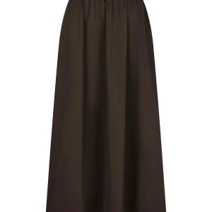 Yara Long Poplin Skirt  Chocolate Brown