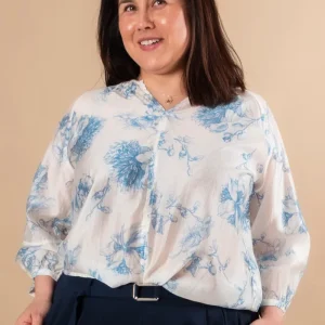 Evangelina Top - Blue Flower