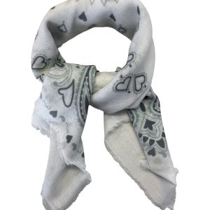 Skjerf mønster m/ull - Off White