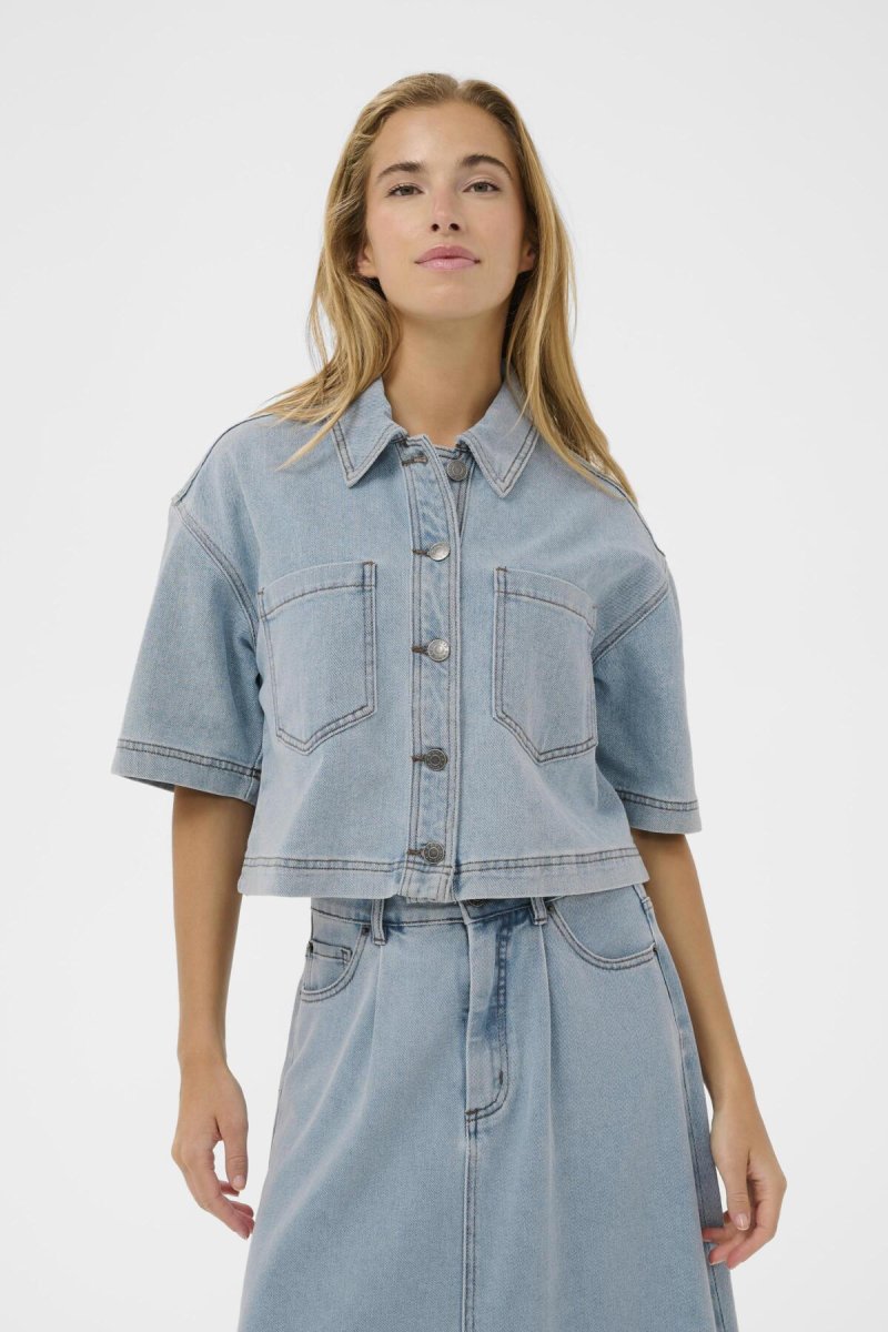 KAminna Denim Shirt - Light Blue Washed Denim - Image 8
