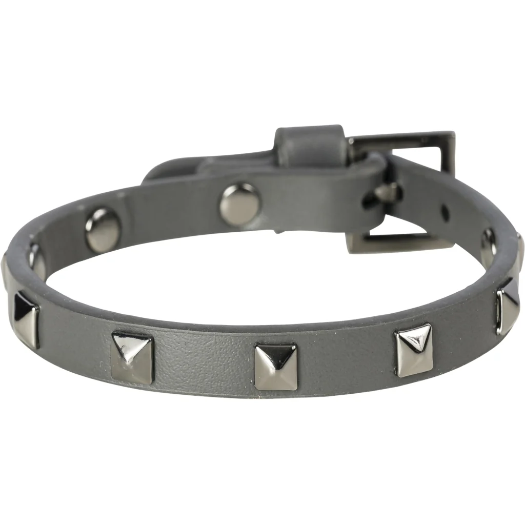 Leather Stud Bracelet Mini - Dark Grey w/Gun