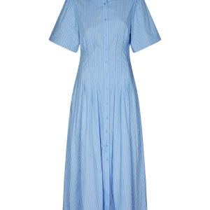 Baia Stripe Poplin Dress Light Blue