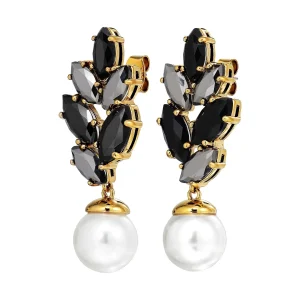 BALETE Earring - SG/BLACK-WHITE PEARL