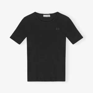 Soft Cotton Rib Short Sleeve  Black