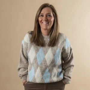 ARGYLE KNIT BLOUSE - Blue Topaz