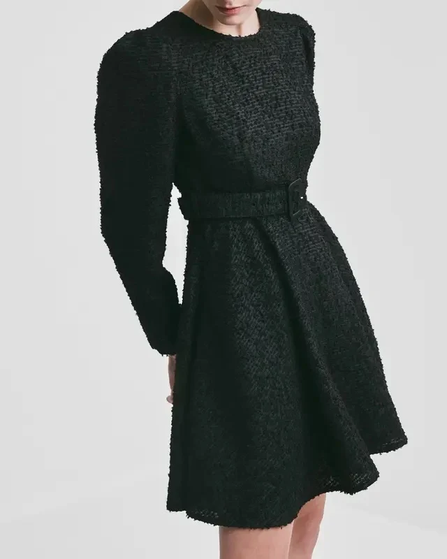 BOUCLE BELT DRESS Black - Image 4